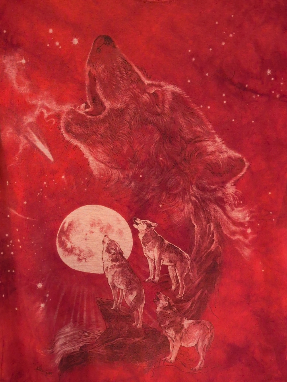 The Mountain Wolves Moon 100% Cotton Distressed Tie Dye Tee Shirt Gorpcore Retro - Picture 10 of 11